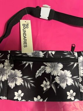 No Boundaries Black and White Floral Crossbody Belt Bag